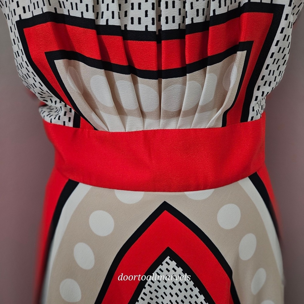 Eliza J Scarf Geometric Print Maxi Halter Dress sz 12 Statement Boho Chic - Picture 5 of 13